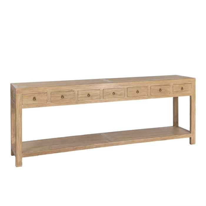 Consola din lemn de ulm reciclat cu sertare design arhitectural wabi-sabi [3]