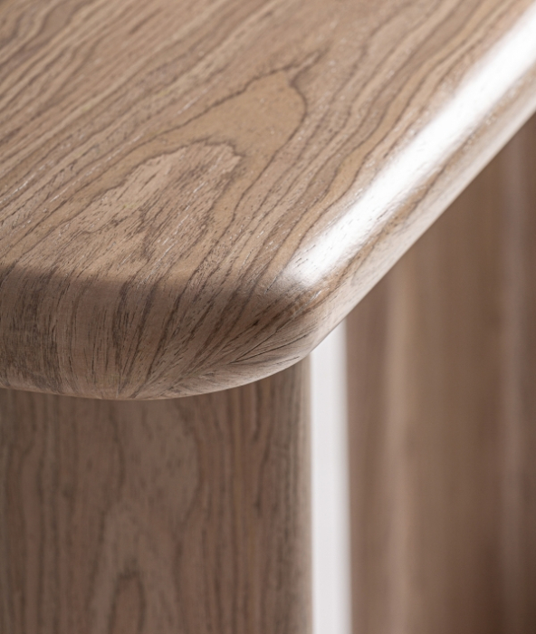 Consolă din lemn maro deschis cu blat drept si picioare pline Lira [2]