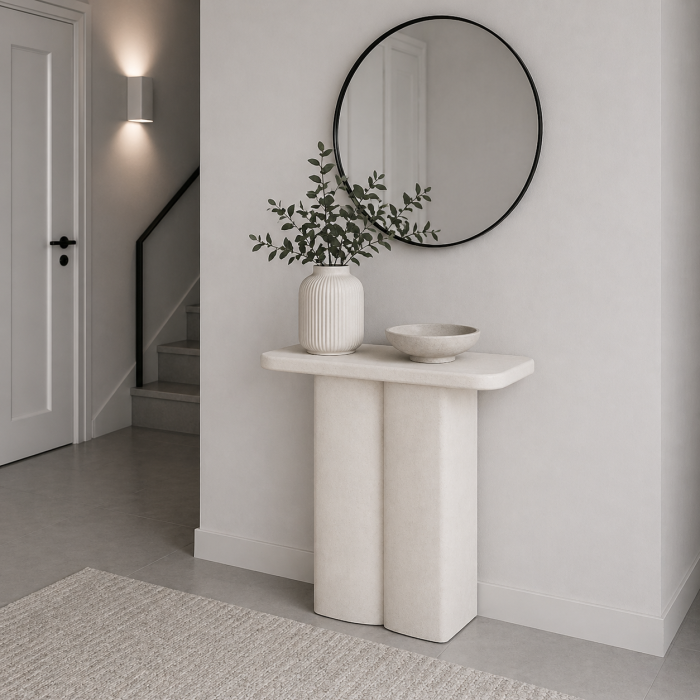 Consolă din MDF alb cu bază rotunjită din două volume [2]