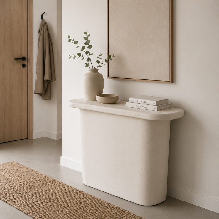 Consolă din MDF alb cu formă rotunjită compactă [2]