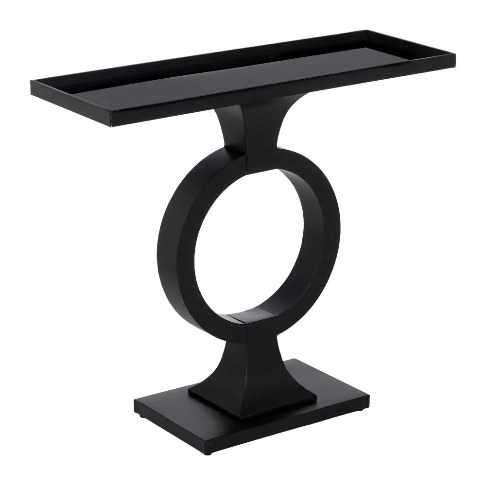Consolă Ixia sculpturală cu cerc central și blat sticlă [3]