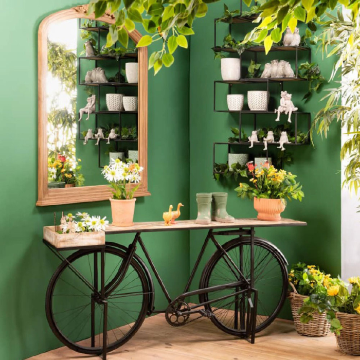 Consolă din metal și lemn de mango cu suport tip bicicletă [2]