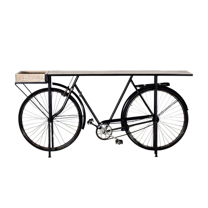Consolă din metal și lemn de mango cu suport tip bicicletă [3]