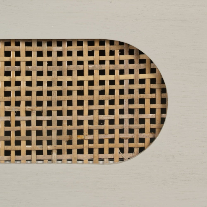 Consola gri deschis cu sertare ratan design modern [10]