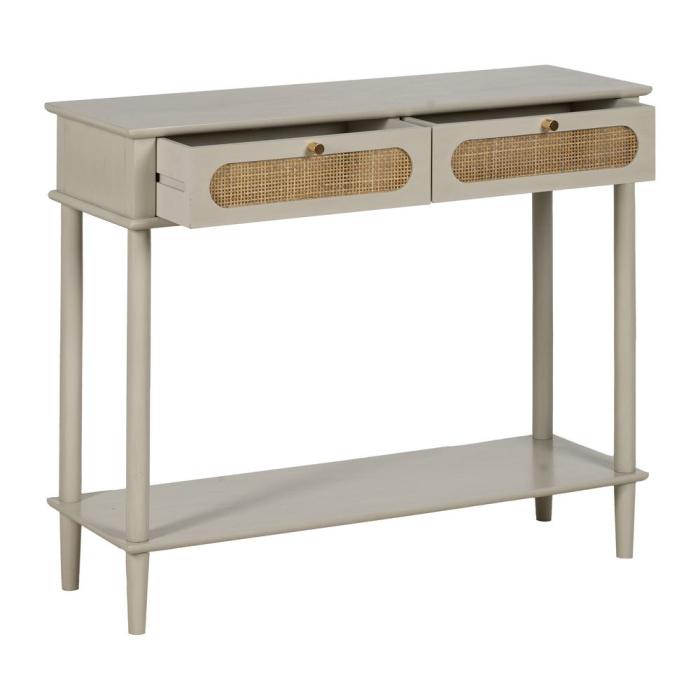 Consola gri deschis cu sertare ratan design modern [3]