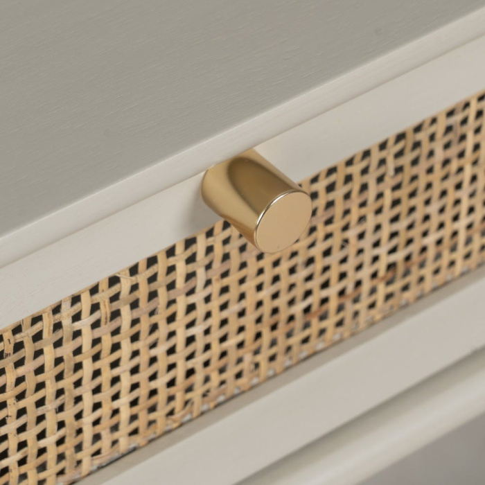 Consola gri deschis cu sertare ratan design modern [7]