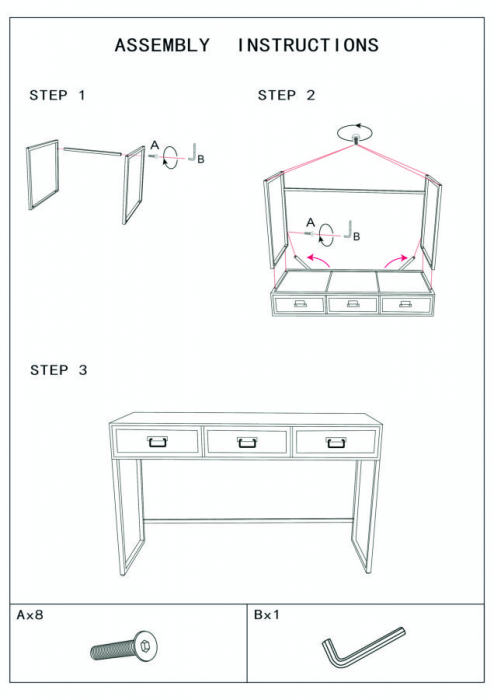 Consola hol metalica 3 sertare|Mobilier hol, mese consola design unic|CreativDeco [10]