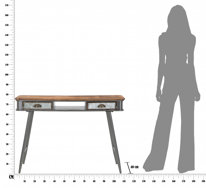 Consola Illinois, fier/lemn brad, gri inchis [8]