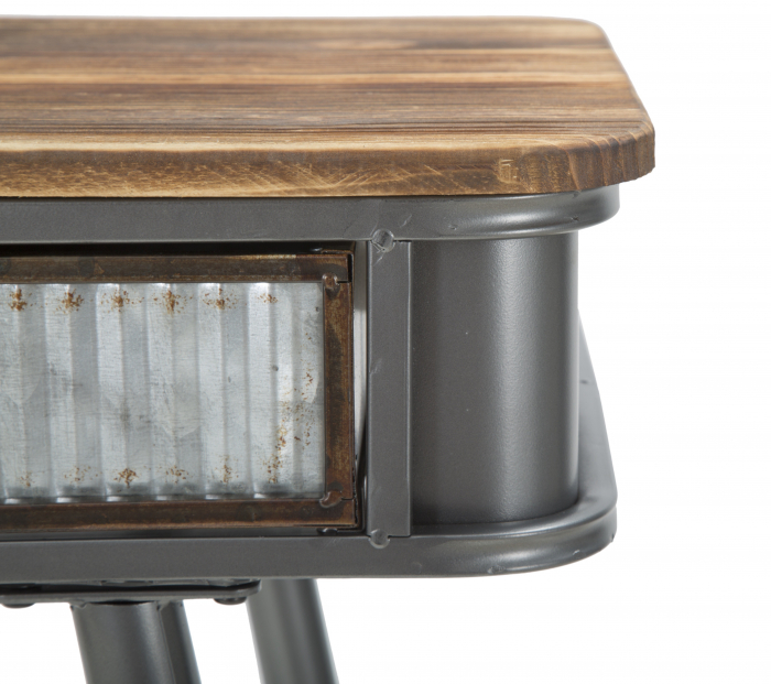 Consola Illinois, fier/lemn brad, gri inchis [7]