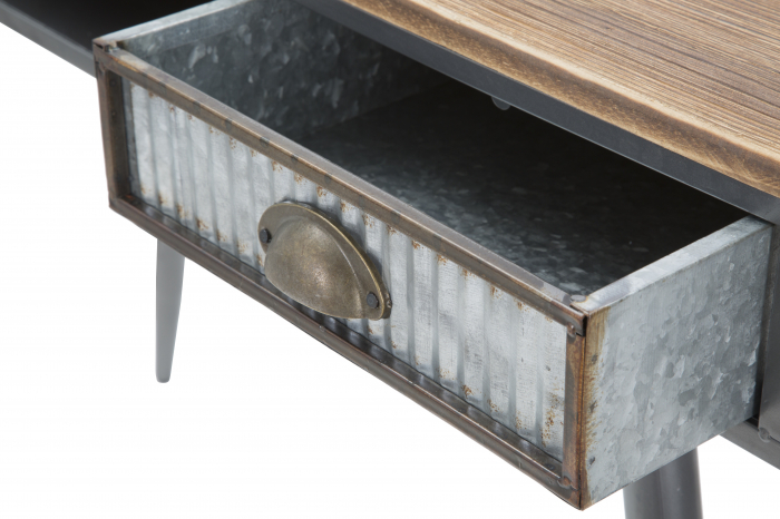 Consola Illinois, fier/lemn brad, gri inchis [4]