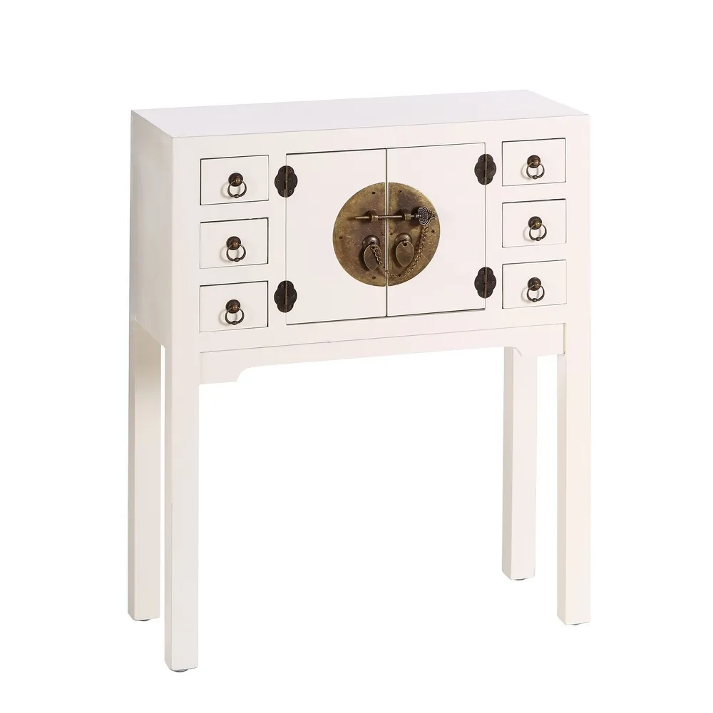 Consola ingusta alba vintage cu sertare si compartiment|Console albe vintage [1]