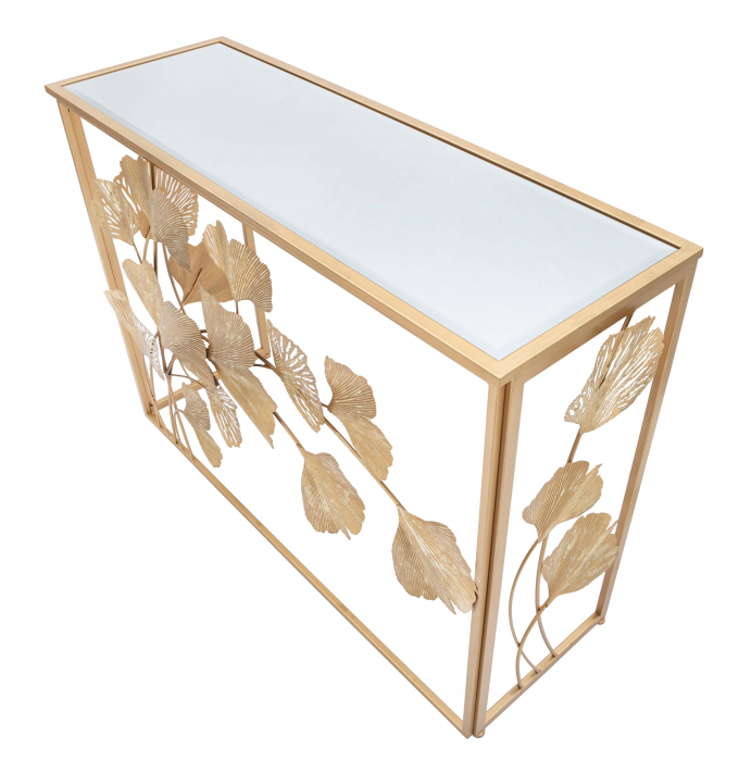 Consola glam aurie cu blat din oglinda Leaf | CreativDeco.ro [5]