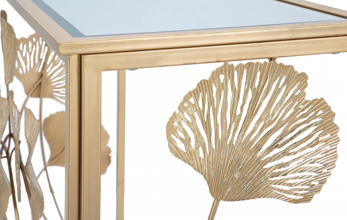 Consola glam aurie cu blat din oglinda Leaf | CreativDeco.ro [8]