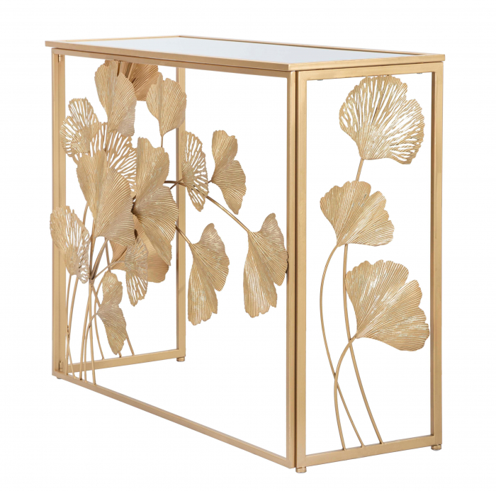 Consola glam aurie cu blat din oglinda Leaf | CreativDeco.ro [4]