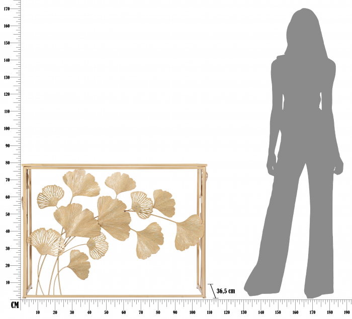 Consola glam aurie cu blat din oglinda Leaf | CreativDeco.ro [9]