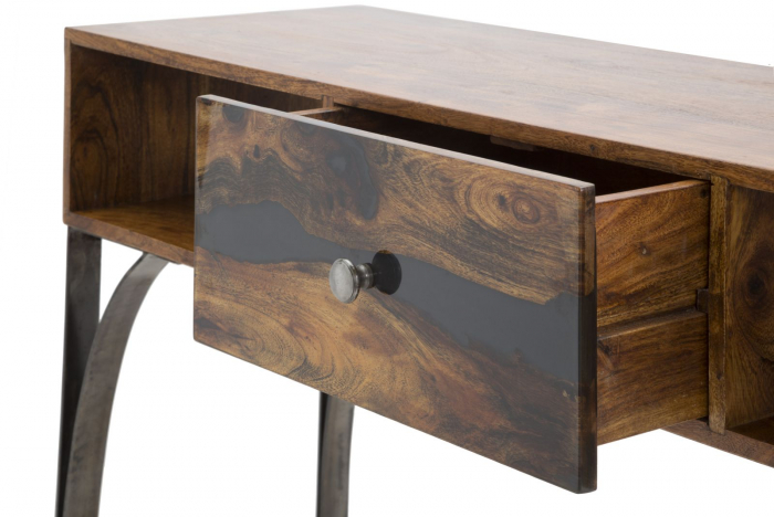 Consola Mustang lemn masiv cu rafturi industriale | CreativDeco [4]