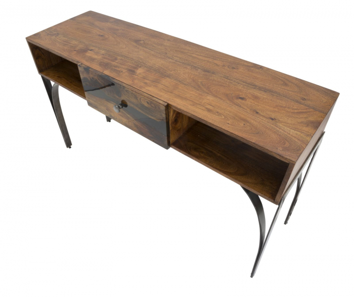 Consola Mustang lemn masiv cu rafturi industriale | CreativDeco [5]