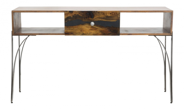 Consola Mustang lemn masiv cu rafturi industriale | CreativDeco [2]