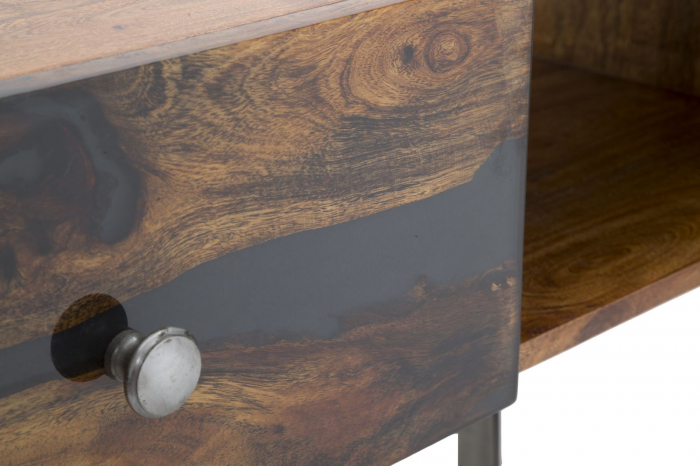 Consola Mustang lemn masiv cu rafturi industriale | CreativDeco [7]