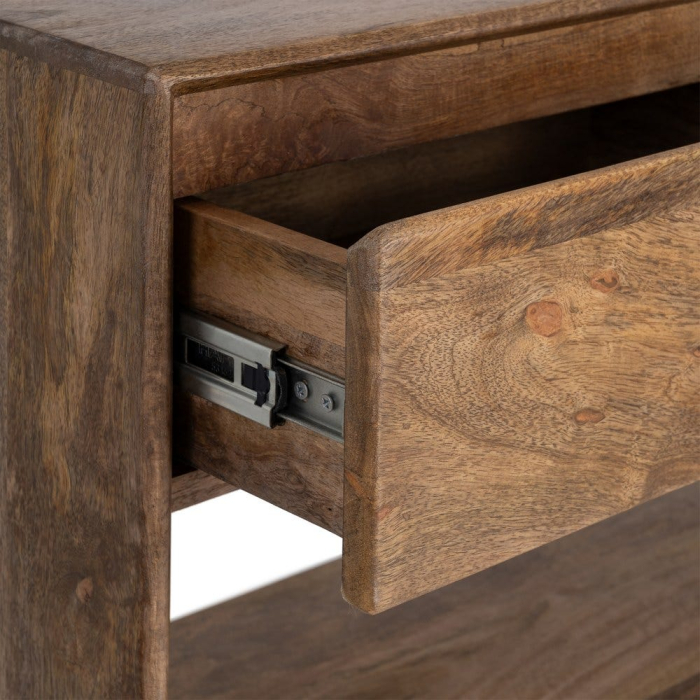 Consolă maro din lemn de mango cu 2 sertare și rafturi deschise [6]