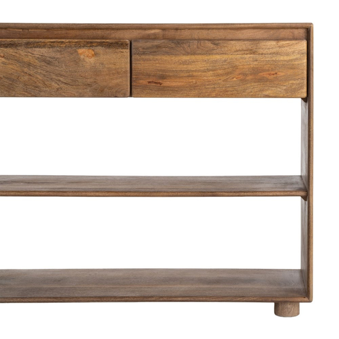 Consolă maro din lemn de mango cu 2 sertare și rafturi deschise [5]