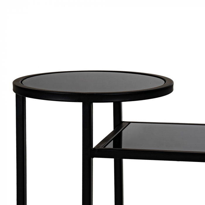 Consolă asimetrică Ixia – sticlă și metal negru, cu platformă rotundă – vedere frontală [5]