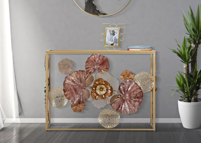 Consola Redy aurie cu flori 3D stil Glam | CreativDeco [7]