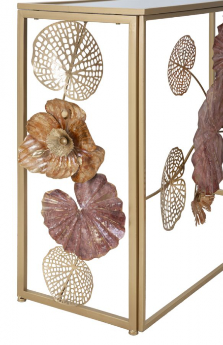Consola Redy aurie cu flori 3D stil Glam | CreativDeco [5]