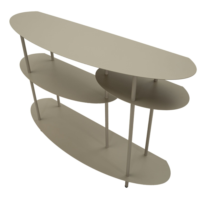 Consolă metalică modernă cu polițe ovale finisaj gri taupe [4]