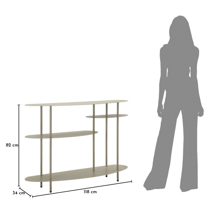 Consolă metalică modernă cu polițe ovale finisaj gri taupe [9]