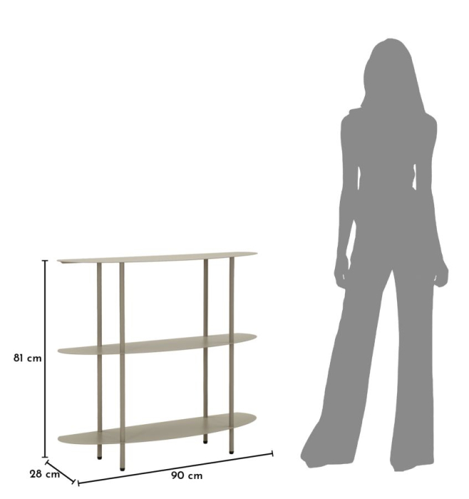 Consolă metalică cu polițe ovale pe trei niveluri finisaj gri taupe [8]