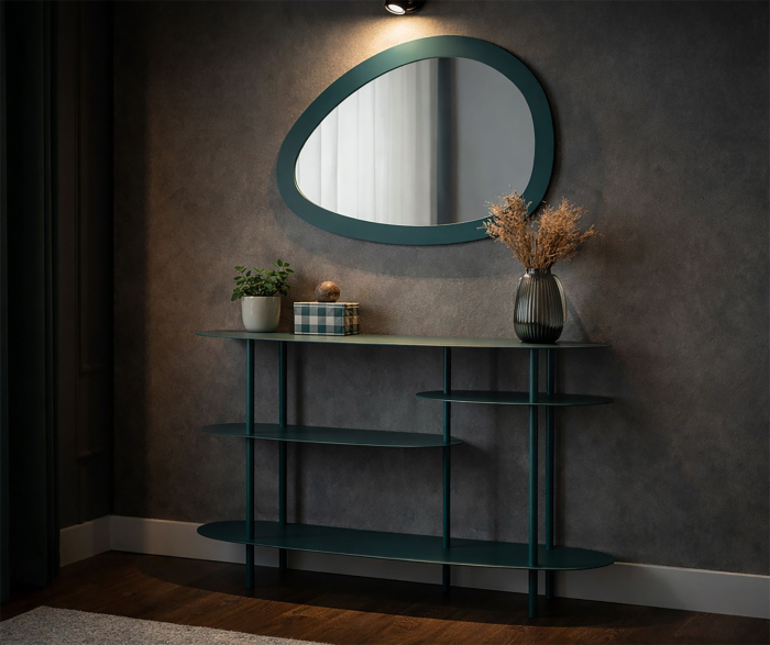 Consola metalica verde petrol 118x34x82 cm [8]