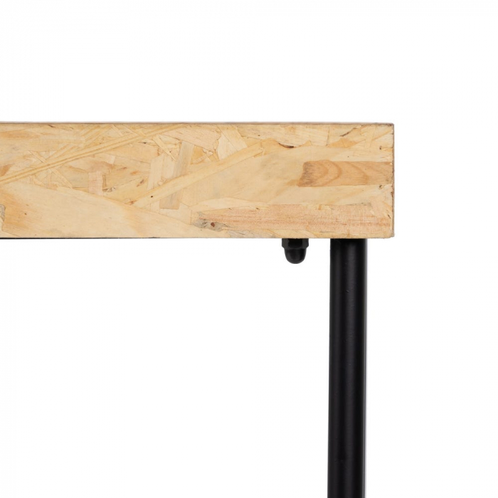 Consolă Ixia urban – blat tip tavă texturat și cadru metalic negru – vedere laterală [5]