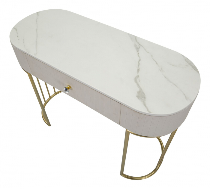 Consola Montpellier, crem/auriu, metal/lemn/catifea [4]