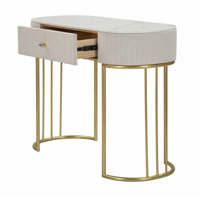 Consola Montpellier, crem/auriu, metal/lemn/catifea [5]