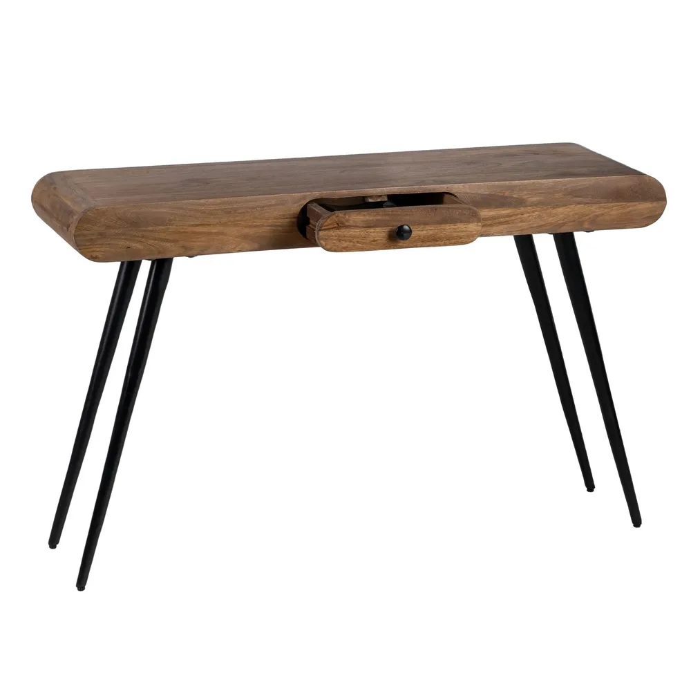 Consola Natural lemn mango fier, culoare lemn natural negru [4]