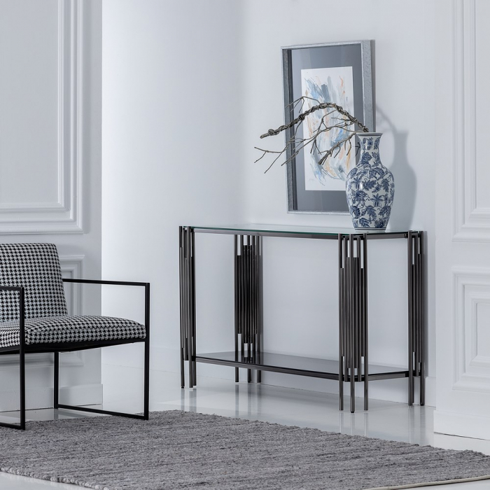 Consola Sticla Oțel CreativDeco - Mobilier Modern cu Aspect Sofisticat [2]