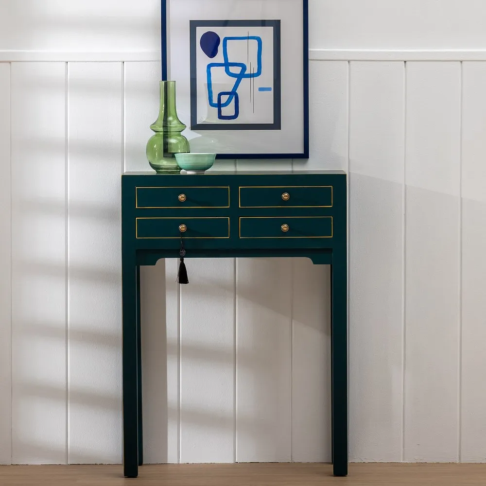 Consola ingusta design oriental albastru-verzui | Mobilier hol [2]