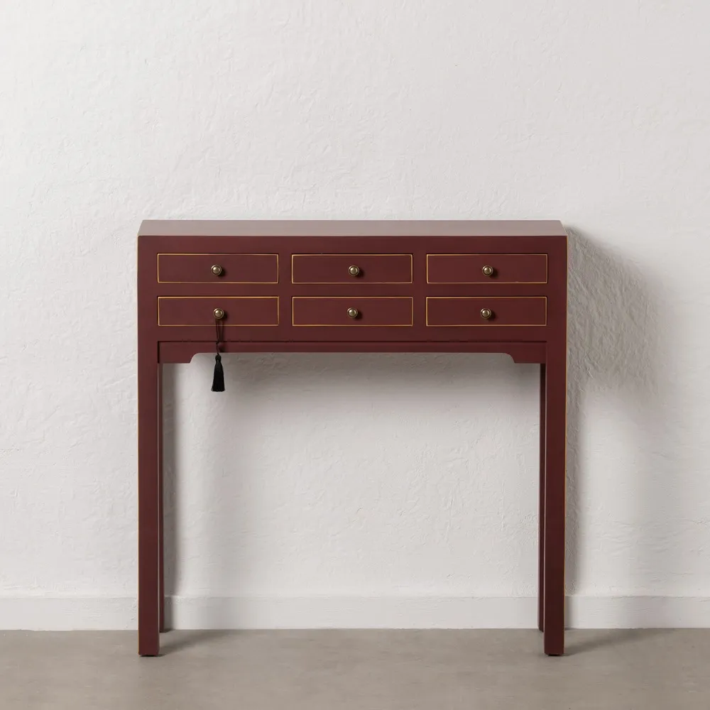 Consola rosie design oriental cu 6 sertare | Mobila living [3]