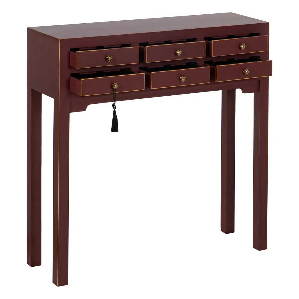 Consola rosie design oriental cu 6 sertare | Mobila living [4]