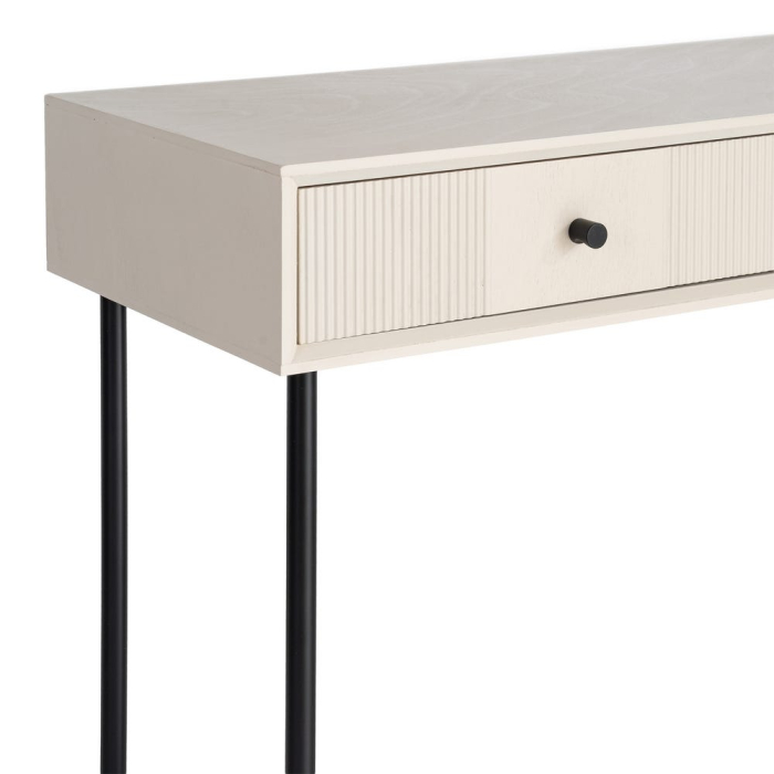Consolă pentru hol din MDF crem cu sertare și picioare metalice [5]