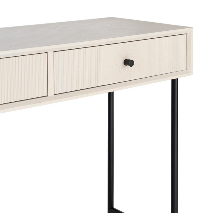 Consolă pentru hol din MDF crem cu sertare și picioare metalice [4]
