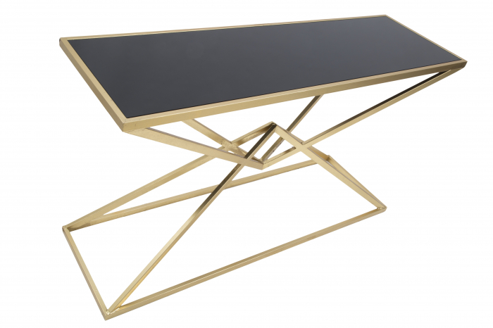 Consola Piramid, fier/sticla, auriu/negru [5]