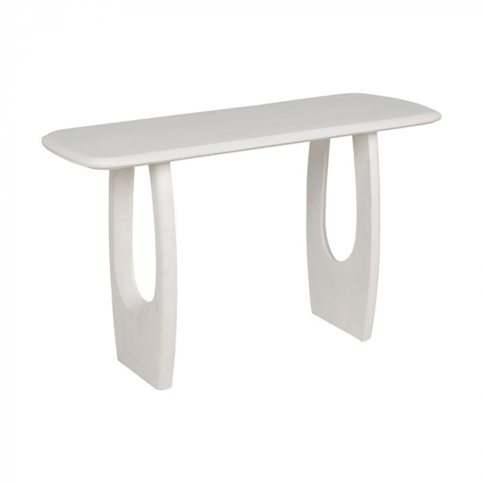 Consolă albă sculpturală din lemn de acacia – design elegant și artistic [2]