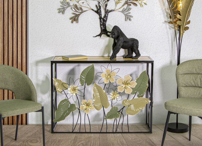 Consola Spring, negru, maro, metal lemn [3]