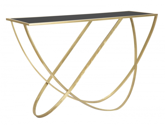 Consola Ring Glamour aurie cu blat sticla | CreativDeco [1]