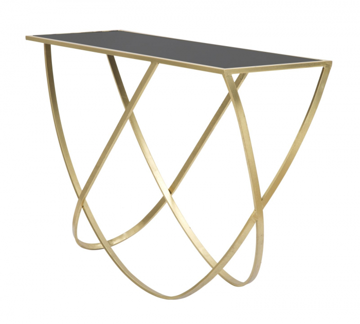 Consola Ring Glamour aurie cu blat sticla | CreativDeco [2]
