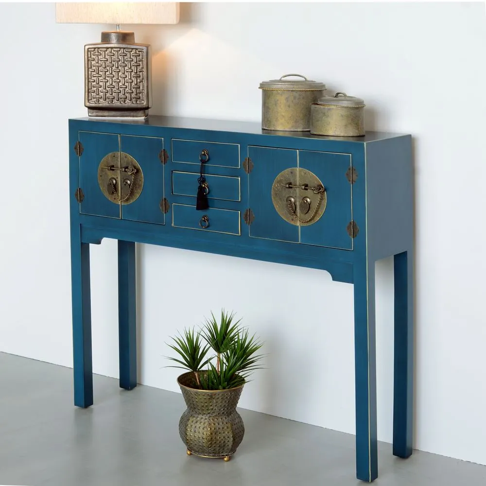 Consola orientala albastru antic cu sertare si compartimente|Console orientale [6]