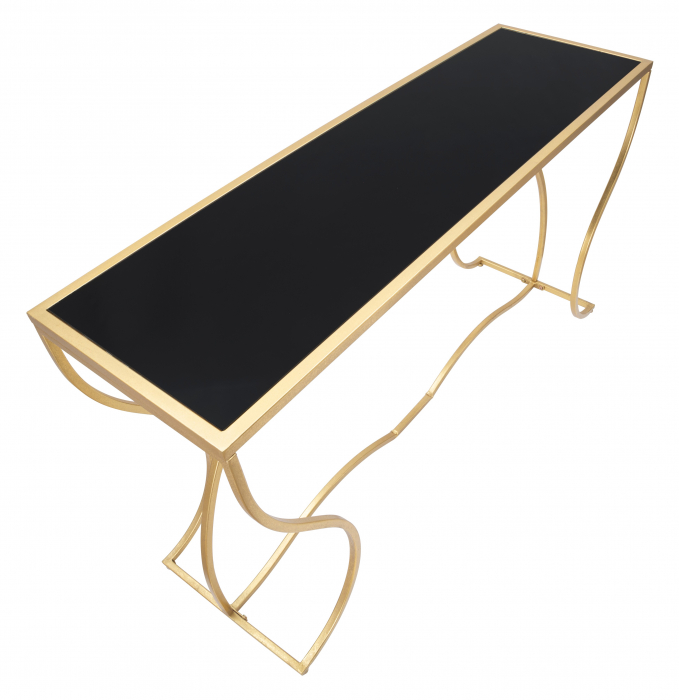 Consola Sunshine, metal auriu/sticla neagra [5]