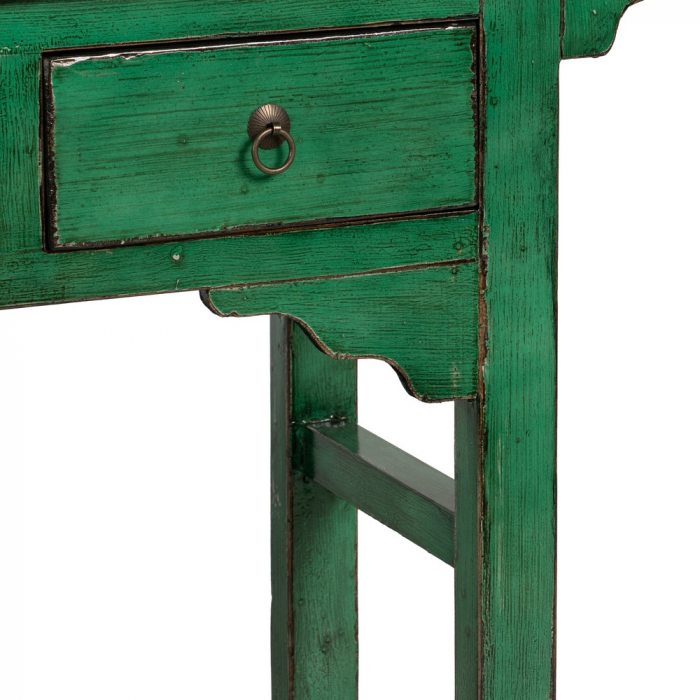 Consola Verde Antichizata din Lemn de Pin - Accente Vintage CreativDeco [7]